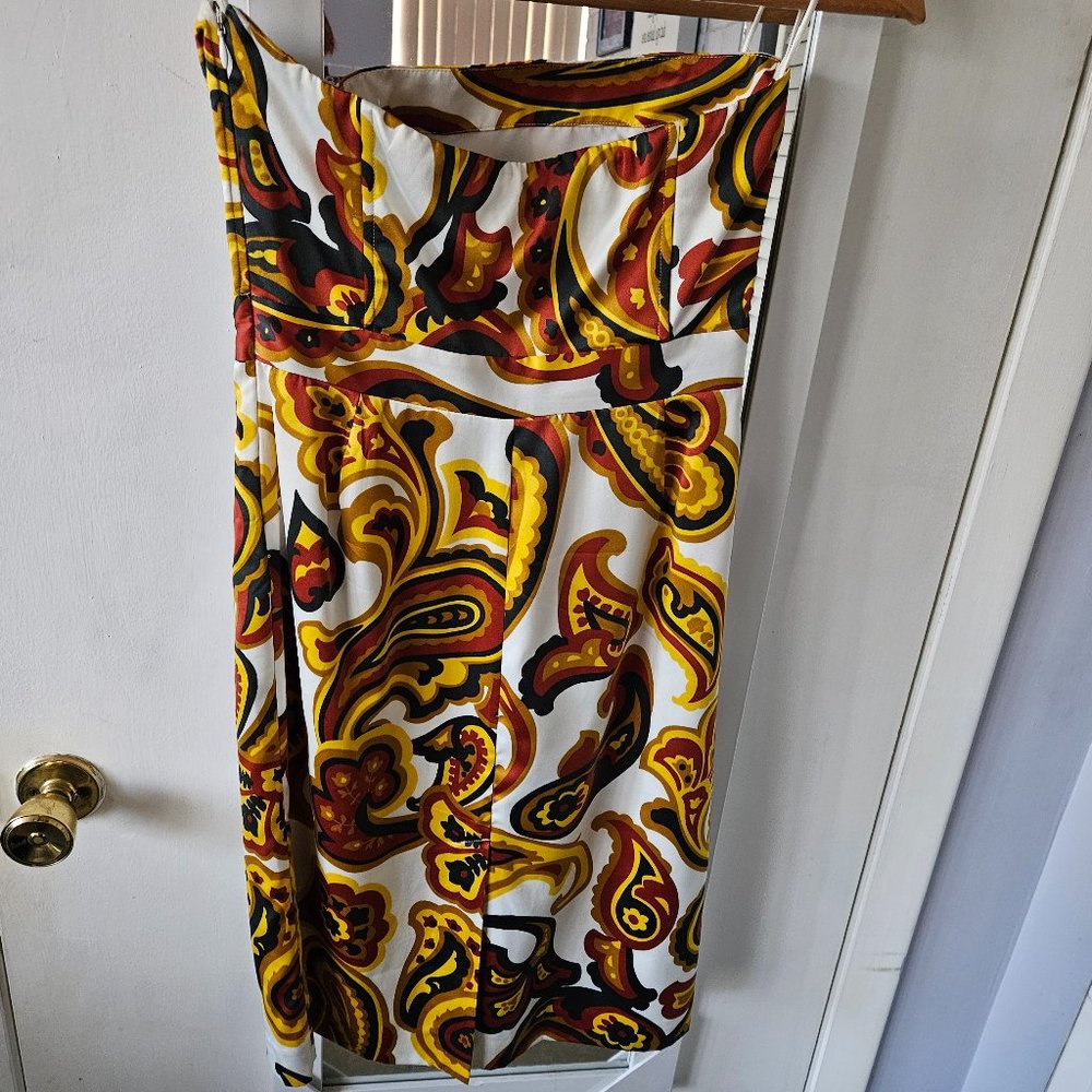 Banana Republic Paisley Colorful Bustier Strapless Dress Size 2